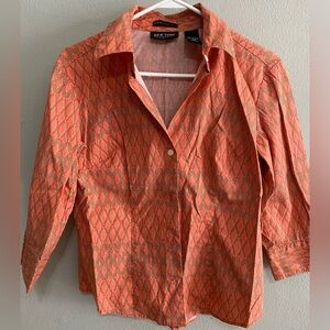 New York & Company Women's Coral Button Down Shirt